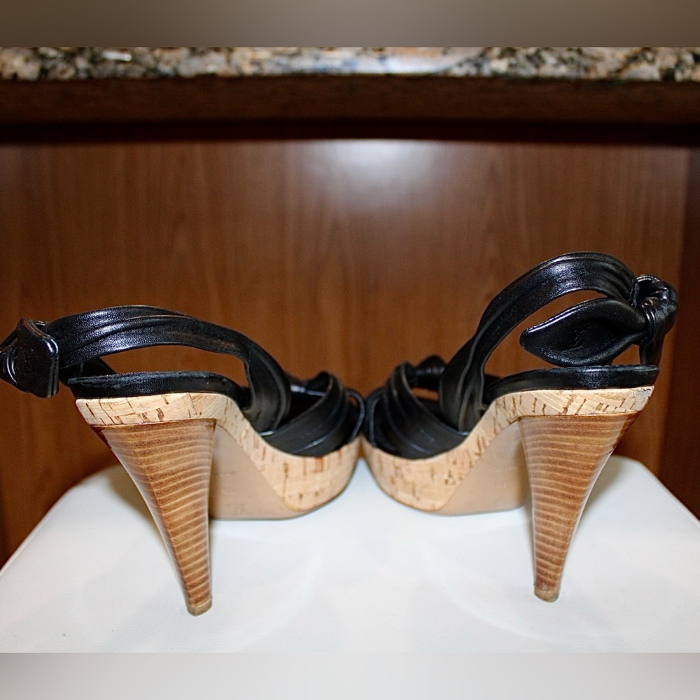 π₯π€LV Black Leatherπ€π₯ LV Porto Cervo Black Leather & Cork Sandals - Picture 9 of 9